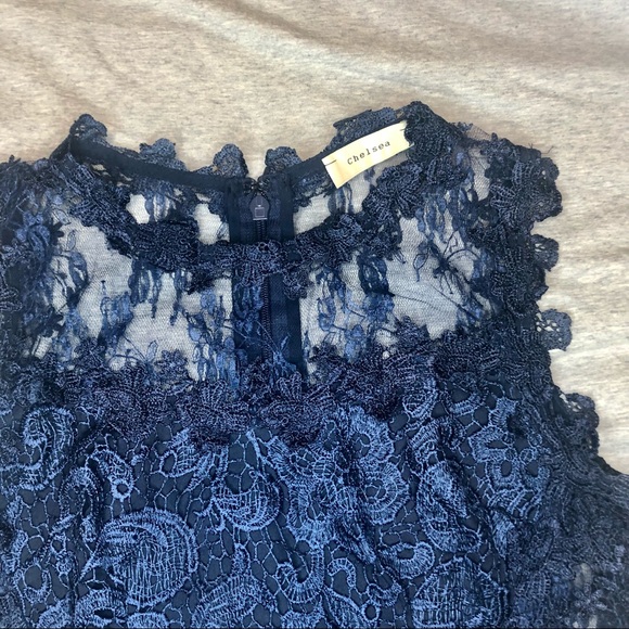 Chelsea lace appliqué dress, dark blue, small. - Picture 3 of 8